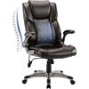 COLAMY Sedia da ufficio ergonomica, con schienale alto, in pelle, con braccioli pieghevoli imbottiti, chiusura inclinata, regolabile, per adulti, colore marrone
