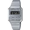 Casio Orologio Quarzo Unisex, misura cassa 33.00mm con quadrante Argento Digitale e cinturino Argento in Cinturino in metallo A100WE-7BEF