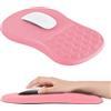 EooCoo Tappetino per Mouse con Supporto Polso e Design Massaggio, Comodo Ergonomico Mouse Pad, Tappetino Mouse Poggiapolsi con Schiuma di Memoria e Base in PU Antiscivolo, 300 x 200 x 30mm, Rosa
