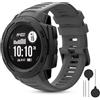 CHULN 22mm Silicone Cinturino per Garmin Instinct/Instinct 2/Solar/2 Solar/Tactical/2 Solar Tactical, Regolabile Sportiva Cinturino di Ricambio per Smartwatch.(No host)