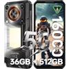 OUKITEL WP56 Rugged Smartphone 5G, 36GB+512GB Telefono Indistruttibile, 16000mAh/45W Rugged Phone, 108MP Telefono Cellulare, 1000LM Luce Campeggio, 6.8 120Hz Celluare Antiurto, 5G Dual SIM/NFC/OTG