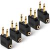 AXFEE Aereo Adattatore, 5Pezzi Adattatore Cuffie Volo Placcati in Oro, per Cuffie Universale Adattatore Aereo per Cuffie 3,5mm, Adattatori per Presa per Cuffie Aereo, per Sistemi Multimediali, Nero