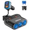 Qidoe 360W Avanzato 9 IN 1 Multi Presa Accendisigari Sdoppiatore per Auto, 36W PD USB Caricatore Adattatore Accendisigari 12V/24V con Interruttore Voltmetro Ricarica Rapida iPhone, Samsung, Dash Cam