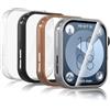 WD&CD 4 pezzi Custodia compatibile per Huawei Watch Fit 3, Custodia protettiva in TPU con pellicola protettiva per lo schermo compatibile per Huawei Watch Fit 3, Trasparente Nero Argento e Oro Rosa