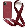 2NSPDRGNI Magnetica Cover con Collana Compatibile con iPhone 11 Pro Max,Case con Laccio per Il Collo Custodia con Cordino,Rosso