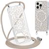 Coalbooliy Magnetica Custodia per iPhone 16 Pro Max 6,9 con Cordino, Case Compatibile con MagSafe Trasparente Aesthetic Modello Leopardo Disegni Cover Protezione con Collana Cellulare Femmina, 01