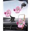 INIU Caricatore Wireless Auto 15W Mag-safe con Ventola e LED, Certificato Qi2 Ricarica Rapida e Supporto per iPhone 16 Pro Max/15/14/13/12 ect, Rosa