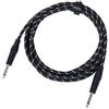 Pronomic Stage INST-3T Cavo Strumento 3m (jack 6,3 mm, rivestimento tessile, cavo chitarra, punte placcate oro, sgancio a vite), nero/bianco