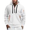 EDITCOZY Maglione da uomo in pile con mezza zip, a maniche lunghe, con cerniera, con tasche, bianco, XXL