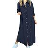 HEONSATI Abiti Lino Donna Casual Vestiti Cotone Manica Corta Vestito da Camicia Sciolto Taglie Forti Vintage Abito Elegante Curvy Boho Abiti Estivi al Ginocchio Larghe Vestiti Morbido Comodi Comodo