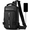 Mixroom - Zaino Monospalla Uomo Porta Tablet Zainetto Borsa Borsello a Tracolla Regolabile Con Attaco USB Z20 Blu