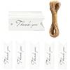 QUUPY 100Pcs 7x2CM mini grazie per il cartellino con una corda sottile appeso etichette decorative piccolo grazie per il cartellino regalo di nozze imballaggio (bianco)