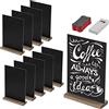 SWAWIS 10PCS Lavagnette Cancellabili Doppia Faccia con Supporti in Legno | con Gesso e Cancellino, per Decorazione da Tavolo, Compleanno, Espositore e Matrimonio