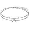 Flyow Moon Layered Cavigliera in argento Sterling 925 per le donne e le ragazze con perle regolabili a mezzaluna alla caviglia braccialetto boho spiaggia piede catena 9+1,5 pollici fascino gioielli,