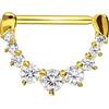 PIERCINGLINE Piercing per capezzolo, n acciaio chirurgico, con cristalli, piercing al petto capezzolo, Lunghezza barretta: 14 mm., colore: oro