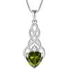 FJ Collana Nodo Celtico Irlandesi in Argento Sterling 925 Ciondolo Infinito con Pietre Portafortuna Agosto Peridoto Collana per Donna