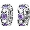 Doyafer 925 Sterling Silver Charms Violet Heart Silicone Spacer Beads Set per braccialetti da donna Charms 2 per confezione