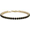 Bling Jewelry Bracciale Da Tennis Classico A Cestino Con Zirconi Cubici Rotondi Solitari Da 12 CTW Simulati CZ Onice Nero Per Donne Placcato In Oro 14K 7,5 Pollici