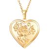 U7 Collana Donna Medaglione Portafoto Cuore Rosa Fiore Ciondolo Portafoto + Catena Regolabile, Collana Donna Cuore Apribile Placcato Oro 14K Regalo per Natale Anniversario Compleanno