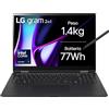 LG gram Pro 2in1 16T90SP Notebook convertibile 16" IPS Touch 2.5K (2560x1600), Intel Core Ultra 7 155H, 16GB RAM, 512GB SSD, Ultraleggero solo 1.4kg, Batteria 77Wh, Windows 11, Tastiera italiana, Nero