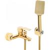 biusgiyeny Rubinetto per vasca da bagno con doccetta per vasca da bagno, set doccia dorato, set doccia in ottone