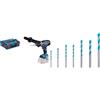 Bosch Professional BITURBO Trapano-avvitatore con percussione a batteria GSB 18V-150 C (batterie e caricabatteria non incl.) + 7x Set di Punte Expert CYL-9 MultiConstruction per Calcestruzzo,Ø 4-12 mm