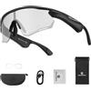 ROCKBROS Occhiali Intelligenti Bluetooth Bici, Occhiali da Sole con Apparecchi Acustici con Lenti Fotocromatiche Smart Glasses UV400 Open Ear Uomo Donna, per Bicicletta Corsa Guidare, Nero
