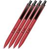 DOHE - Penna a sfera Elegance (4 pezzi) - inchiostro blu, punta 0,5 mm, fusto rosso bordeaux, meccanismo di stampa touch, clip, alluminio, gommato, morbido