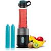 Cecotec Frullatore individuale Power Titanium 650 EasyGo Inox, 650W, Lama con 4 foglie rivestita in titanio nero, Bicchieri resistenti, Include 2 tubi refrigeranti da 600 ml