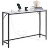 VEVOR Tavolo Consolle in Marmo 110 x 23,9 x 74,2 cm Tavolino da Corridoio Ingresso Stretto e Lungo con Presa di Corrente, con Tubi in Ferro e Supporto Triangolare per Soggiorno, Corridoio, Ingresso