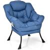 HOMASIS Poltrona Relax, Poltroncina Reclinabile con Braccioli e Tasca Laterale, Supporta Fino a 150 kg, Sedia Comoda per Salotto, Camera da Letto, 81 x 75 x 94,5 cm (Modello 2, Blu)