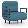 Fabulcozy Divano Letto Singolo Convertibile 4 in 1 - Poltrona-Letto Pieghevole con Cuscino, Schienale Reclinabile, Pouf Trasformabile per Camera da Letto o Ufficio, 60L x 68P x 86A cm（Blu）