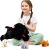 MorisMos Labrador nero di peluche XXL lungo 53 cm con 4 cuccioli nella pancia, morbido cane di peluche animale di stoffa giocattolo, dogteddy regalo di compleanno Natale per bambini