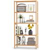 VASMIA Scaffale Legno,Mensole Bagno con 5 Ripiani in Bambù per Bagno, Cucina, Camera da Letto,Porta scarpe salvaspazio,26 x 60 x 130 cm,Naturale