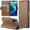 Rerzoiro Cover per iPhone 12 Mini 5.4 Custodia Portafoglio [Blocco RFID] Premium Pelle PU Wallet Case Flip Libro con Porta Carte Slot Supporto Flip Case per iPhone 12 Mini, Marrone