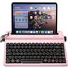 YUNZII QL75 Wireless Typewriter Tastiera Meccanica Retrò Sostituibile a caldo,Retroilluminazione RGB QMK/VIA Programmabile,Tastiera Multidispositivo con 2.4GHz/Type-C/BT (rosa, cocoa cream V2)