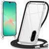 Oelrstfe Cover con Cordino per Samsung Galaxy A26 5G, Trasparente Silicone Custodia con Regolabile Collana Laccio Tracolla, Antigraffio Proteggere Case Corda per Samsung Galaxy A26 5G, Nero
