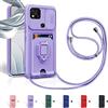 Aithne Cover Compatibile con Xiaomi Redmi 10A / 9C / 9C NFC/Poco C31, Slidable Protezione Fotocamera, 360°Anello Support Slot Schede Cordino Collana Necklace Silicone Case - Porpora