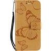 DENDICO Cover per Huawei Y6 2018, Pelle Portafoglio Custodia per Huawei Y6 2018 Custodia a Libro con Funzione di appoggio e Porta Carte di Credito, Modello di Farfalla - Giallo
