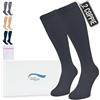 360 Relief Calze Compressione Graduata Donna e Uomo - 2 Coppie Solido Colore Gambaletti Compressione Graduata per Sports, Running, Viaggio, Ciclismo, Lavoro - XXL Nero con Borsa Lavanderia