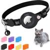 MouyouGlow Mouyou Airtag - Collare per gatti, in morbido nylon riflettente, con campana e chiusura di sicurezza, con supporto Airtag, regolabile da 22 a 34 cm, colore nero