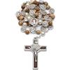 Mondo Cattolico - Rosario cattolico di San Benedetto con medaglia doppia smaltata e grani in pietra paesina - Ideale come Regalo Religioso