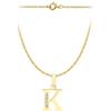 CARISSIMA Pendente con iniziale K in cubic zirconia 10 x 12 mm su collana con catena Prince of Wales da 0,4 mm in oro giallo 9 ct di lunghezza 46 cm/18 pollici