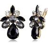 Clearine Clip On Matrimonio Orecchini per Donne Brial Damigella d'onore Stunning Goccia Marquise Cut Rhinestone Statement per Prom Party Nero Oro-fondo