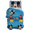 hermet Disney, Set Copripiumino Letto Singolo, Sacco Copripiumone + Federa, Parure Copripiumino con Federa, Sacco 155x200 cm, 100% Cotone, Topolino, (Non Contiente Lenzuolo Con Angoli)