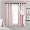 Lush Decor Occhiello trasparente con rivestimento isolante oscurante, coppia di tende da finestra, 114,3 cm di lunghezza x 96,5 cm di larghezza, rosa