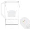 Wessper Caraffa FIltrante 2,7l, Caraffa Acqua con Contatore LED, Brocca Acqua porta Frigo, Filtri Acqua al Carbone, Caraffa con Cartucce Filtro Acqua, BPA FREE - Bianco