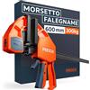 Presch Morsetto falegname 600mm - Forza di serraggio di 300 kg per un fissaggio immediato - Acciaio al carbonio e corpo rinforzato in fibra di vetro per massima stabilità - Con funzione divaricazione