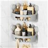 LEVERLOC Mensola da Doccia con Ventosa per Bagno Doccia Caddy Carrello di stoccaggio Senza Foratura Portaoggetti Organizer per per Accessori da Bagno o Cucina,Grigio
