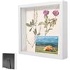 VIQIHEOE Cornice Portafoto 3D, Cornice per Oggetti in Legno Profonda di 3 cm, Box Frames 3D 30 x 30 cm, con Lastra Acrilica Trasparente, Scatola Vetrina per Ricordi, per Regalo di Nozze, Bianco